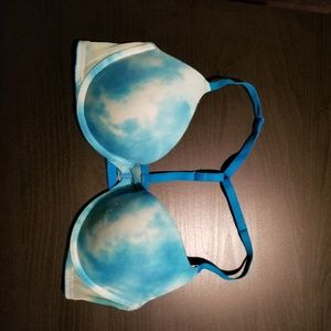 PINK blue and white bra